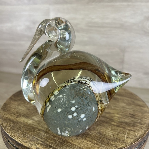 VTG Murano Style Hand Blown Glass Bird Pelican Paperweight 5" - Colorful Belly - Picture 4 of 12